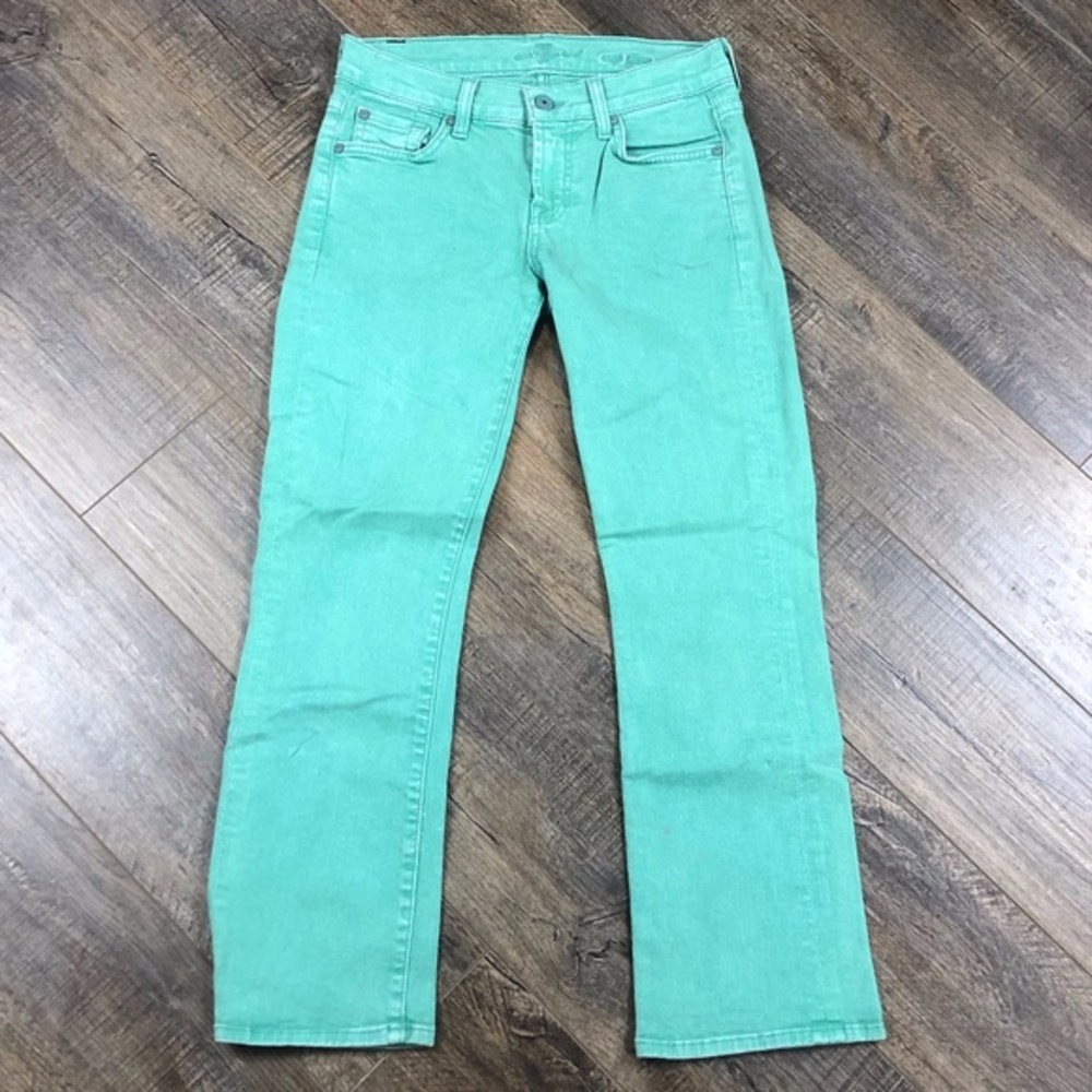 7 For All Mankind Green Crop Flare Jeans Pants Denim ((size 25))
